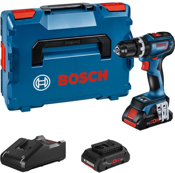Bosch trådløs slagbormaskin GSB 18V-90 C 2X4.0AH PROCORE GAL 18V-40 L-BOXX COMO