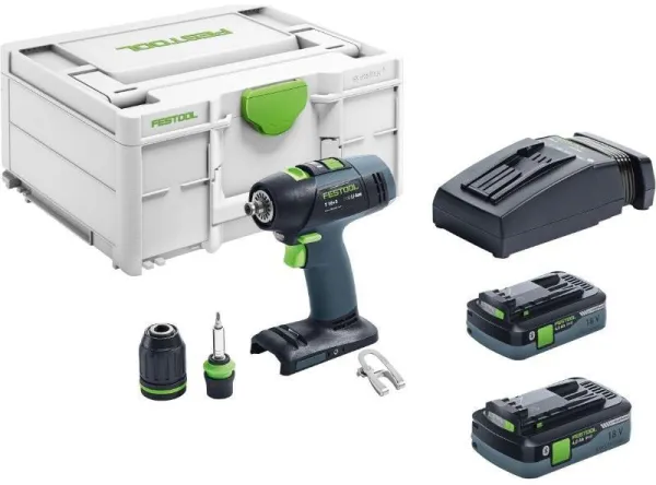 Festool batteridrevet drill/driver T 18+3 HPC 4.0 I-Plus i Systainer3