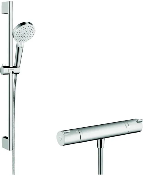 Hansgrohe Crometta Vario dusjsett med Ecostat 1001 CL termostat, hvit/krom